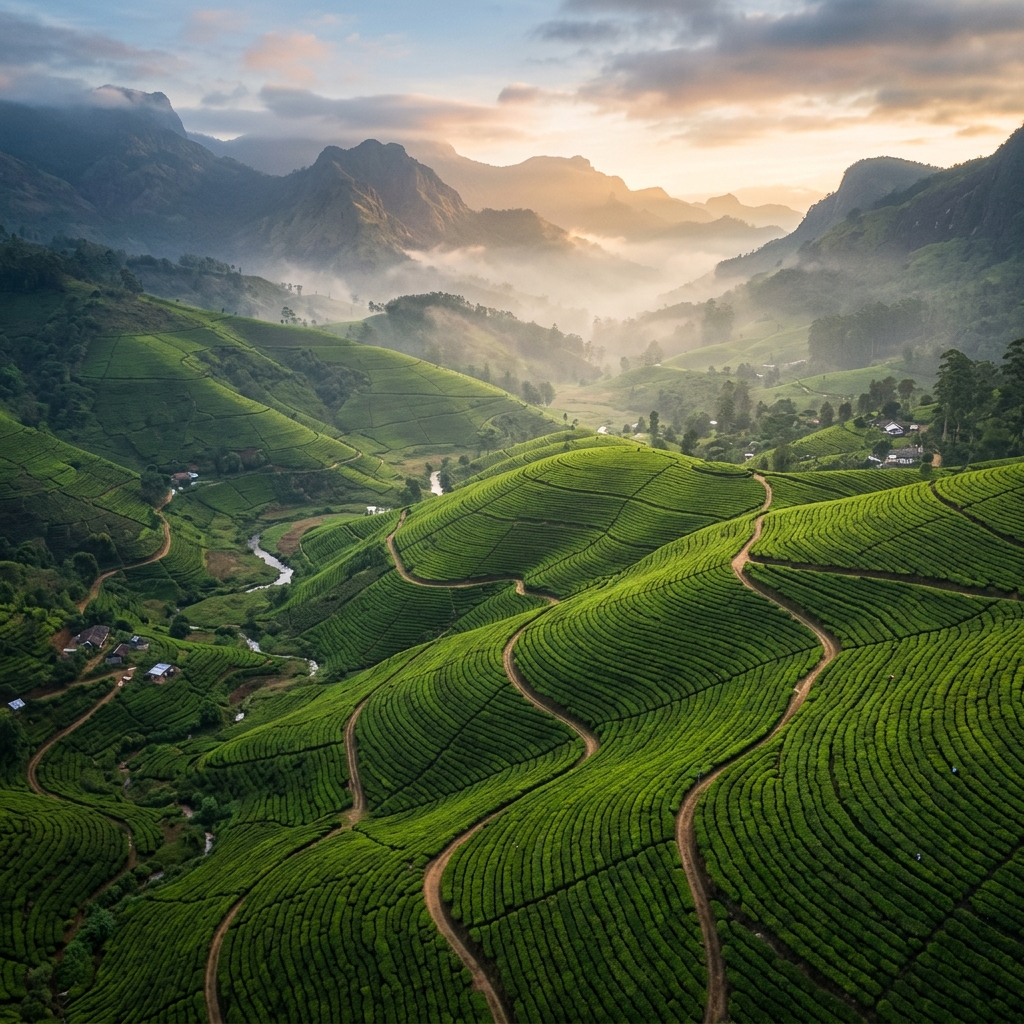 Tea plantation aerial